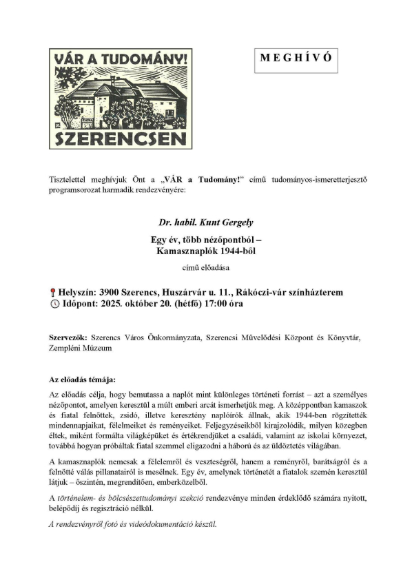VÁR a Tudomány! 3. előadás